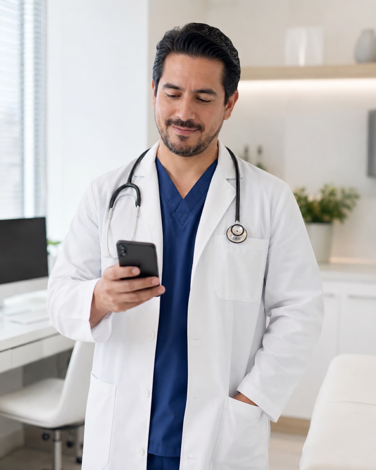 Médico revisando sus cobros en Medipagos desde su consultorio